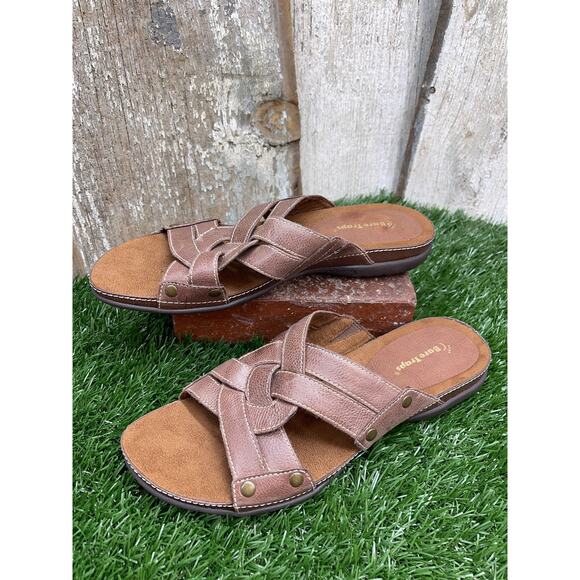 BareTraps Dalissa 11M Brown Leather Sandals - Picture 1 of 7